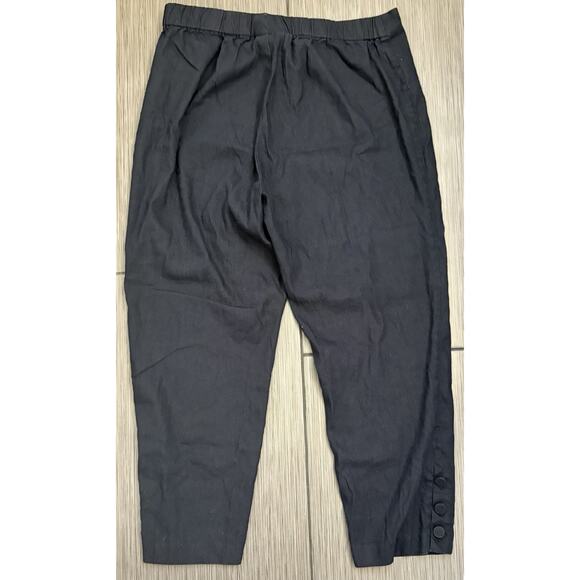 J Jill Navy Blue Linen Blend Pants Size Large Button Accents - Picture 5 of 6